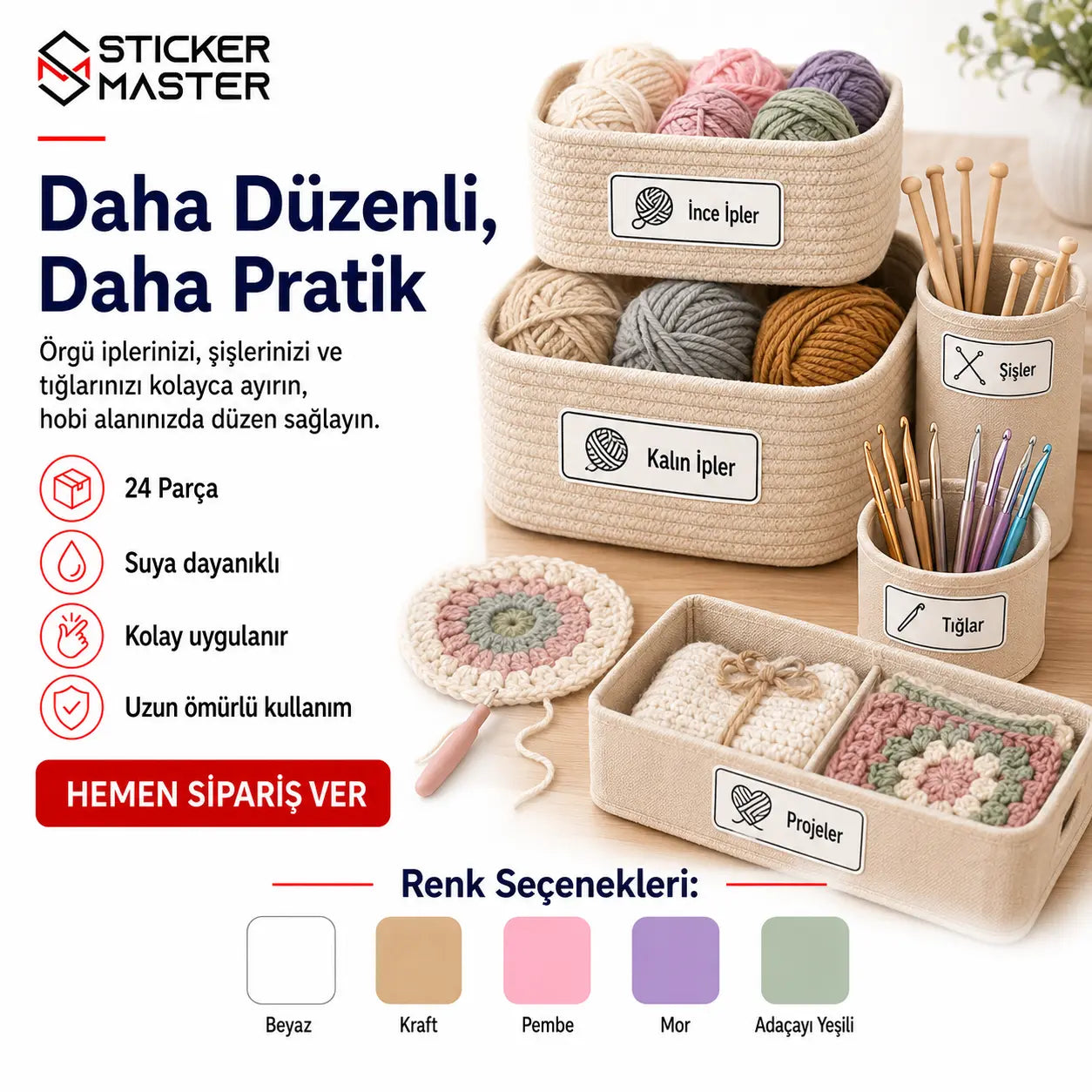 Orgu Ipi ve Sis Numarasi Etiket Seti 24 Parca ads