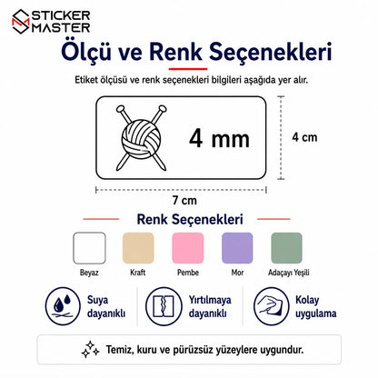 Orgu Ipi ve Sis Numarasi Etiket Seti 24 Parca olculer