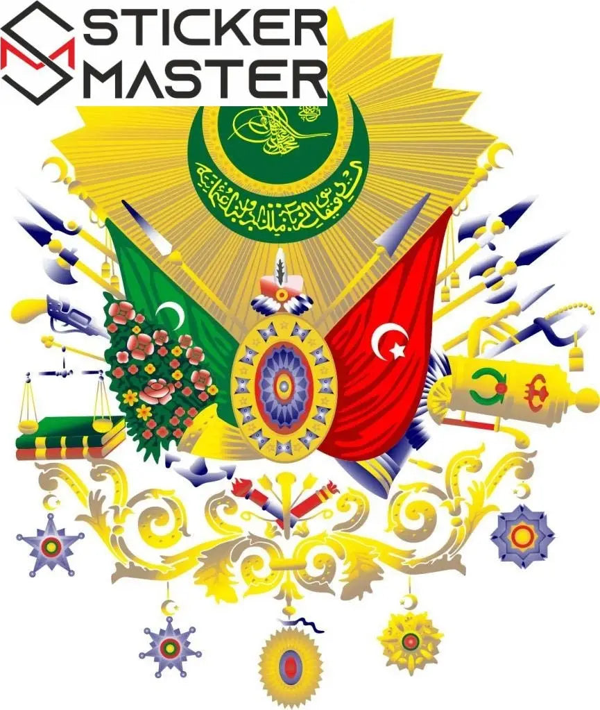 Sticker Masters Osmanlı Devlet Arması Sticker Motor, Kask, Laptop, Araba, Oto Araç İçin Dayanıklı Etiket Decal