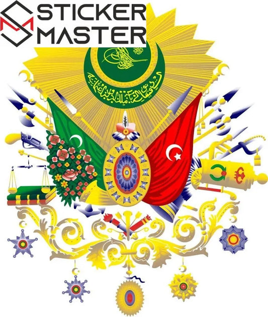 Sticker Masters Osmanlı Devlet Arması Sticker Motor, Kask, Laptop, Araba, Oto Araç İçin Dayanıklı Etiket Decal