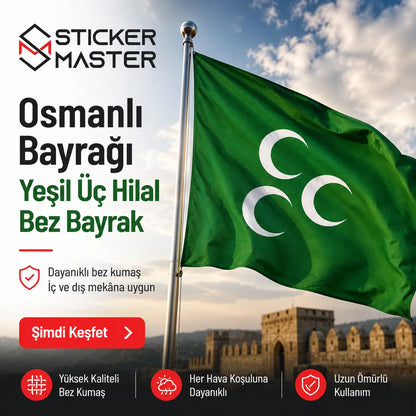 Osmanli Bayragi – Yesil Uc Hilal Bez Bayrak ads 2