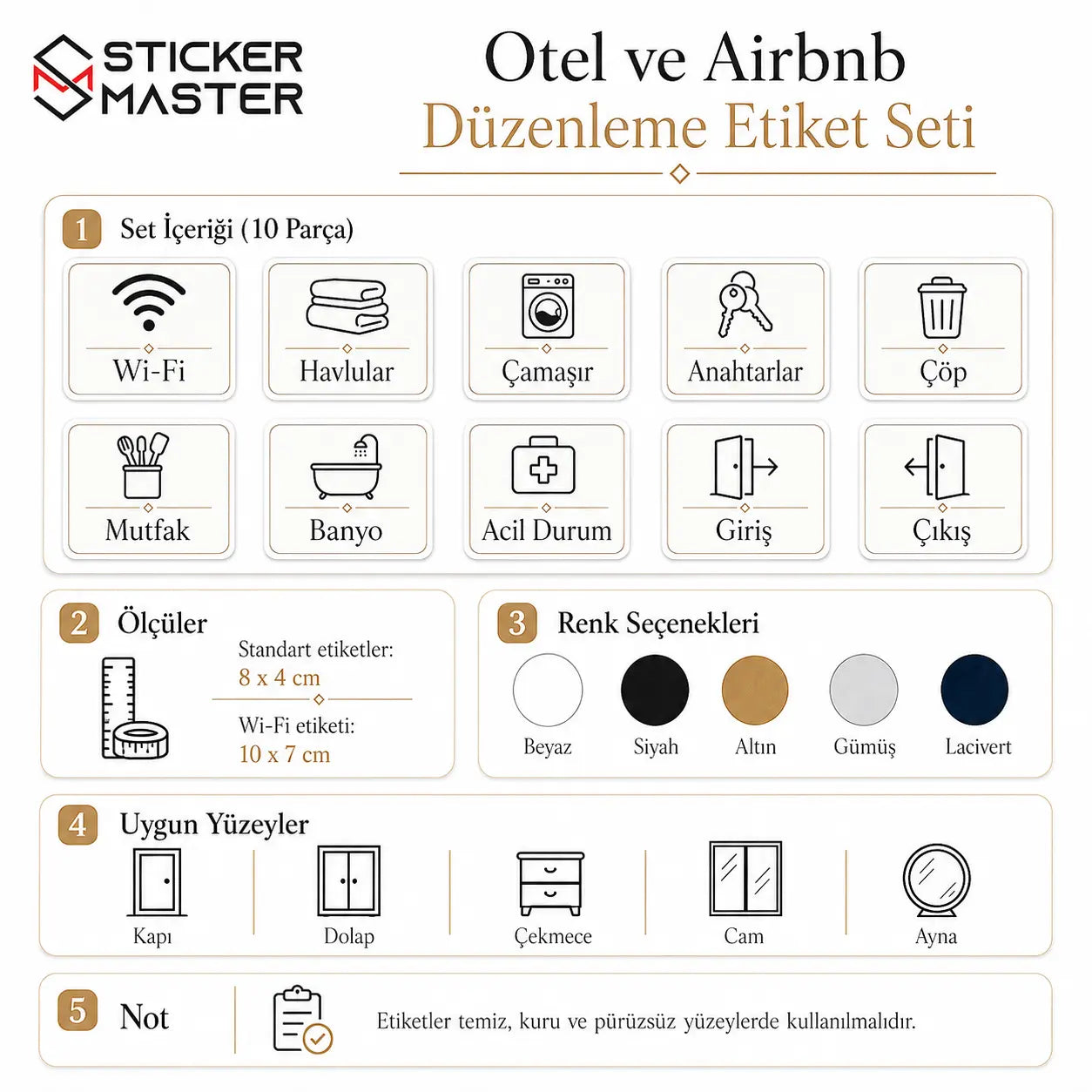 Otel ve Airbnb Duzenleme Etiket Seti detay