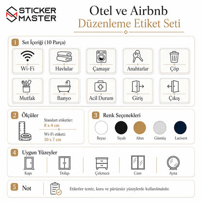 Otel ve Airbnb Duzenleme Etiket Seti detay