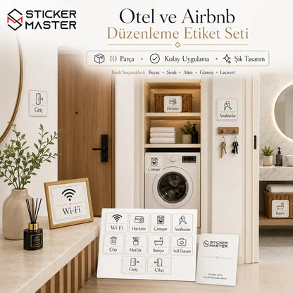 Otel ve Airbnb Duzenleme Etiket Seti detaylar