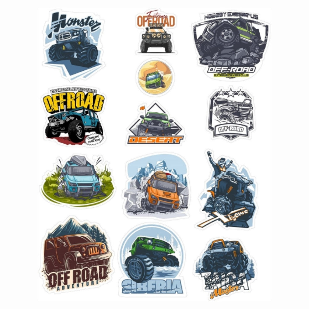 Sticker Master Sticker Oto Off Road 4x4 Sticker Seti Motor, Kask, Laptop, Araba, Oto Araç İçin Dayanıklı Etiket Decal 13 Adet 10 Cm