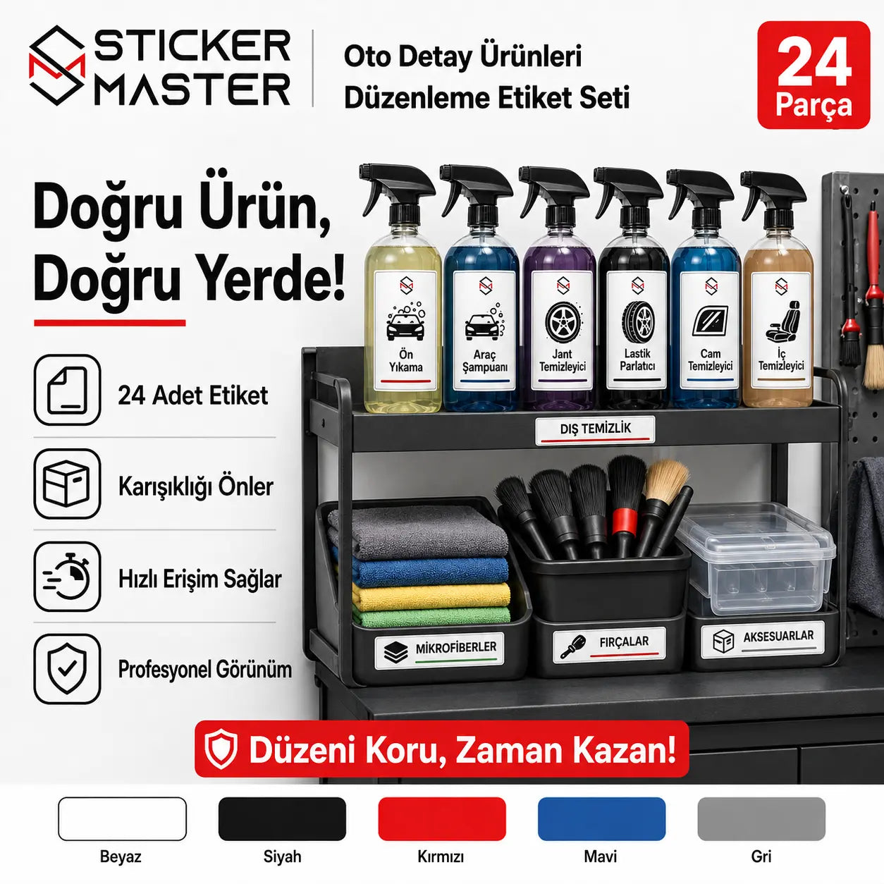 Oto Detay Urunleri Duzenleme Etiket Seti 24 Parca ads