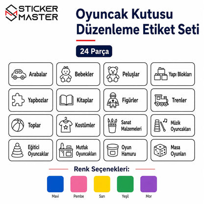 Oyuncak Kutusu Duzenleme Etiket Seti 24 Parca icerik