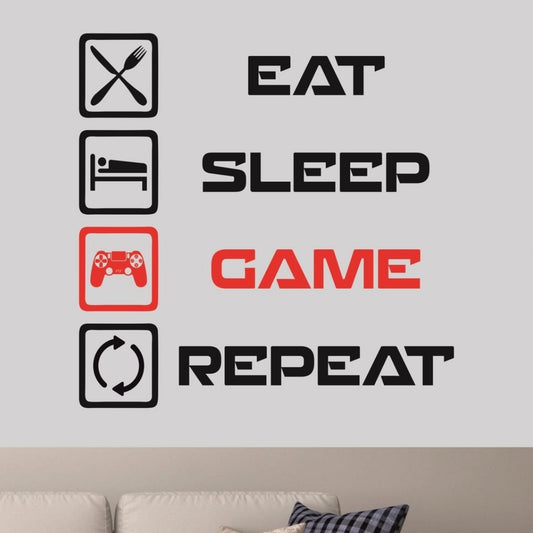 Sticker Master Oyuncu Eat, Sleep, Game, Repeat Duvar Sticker