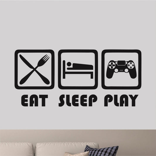 Sticker Master Eat, Sleep, Play Duvar Stickerı – Oyunsever Çocuk ve Genç Odaları İçin