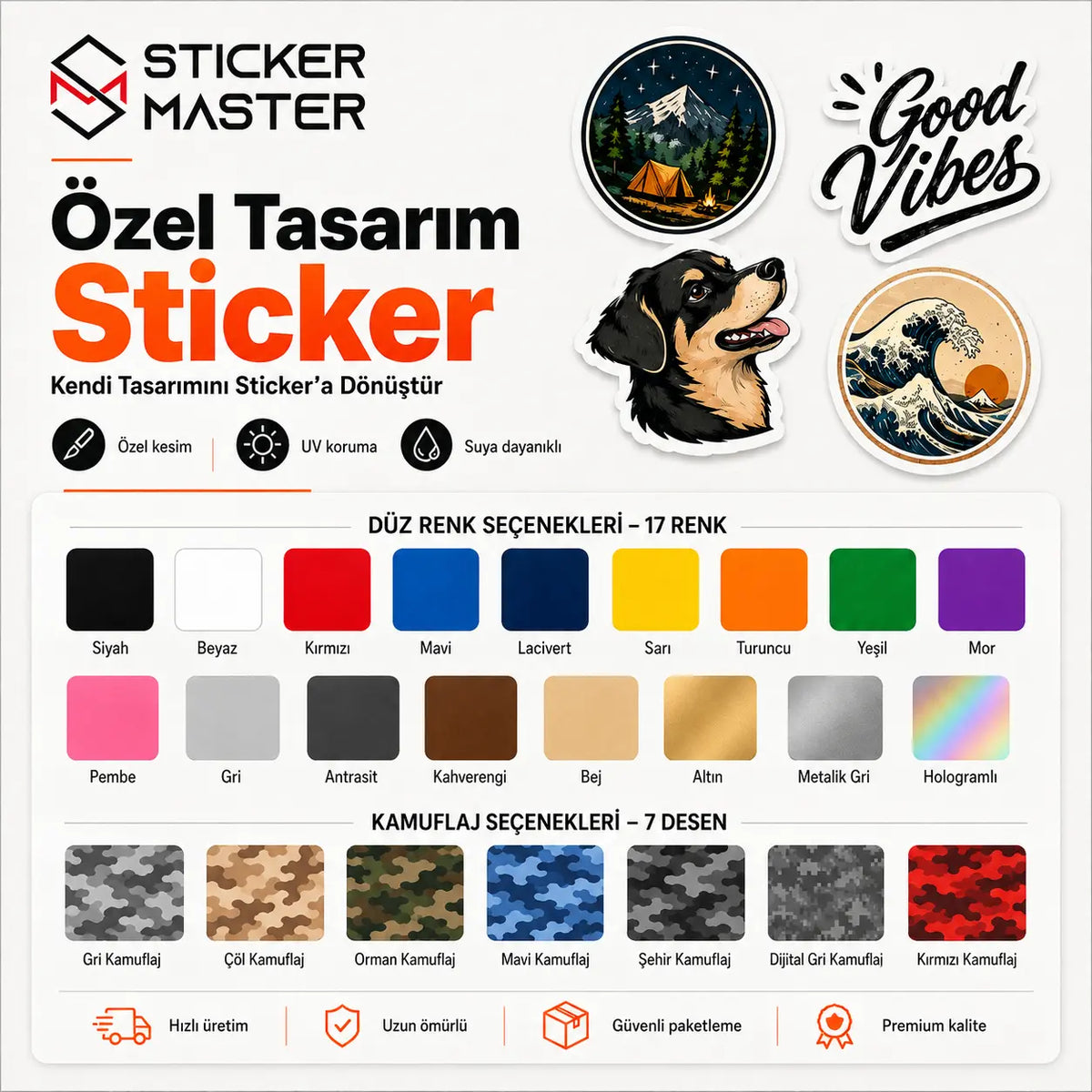 Ozel Tasarim Sticker Kisiye Ozel Baski | Sticker Master ads detay renkler