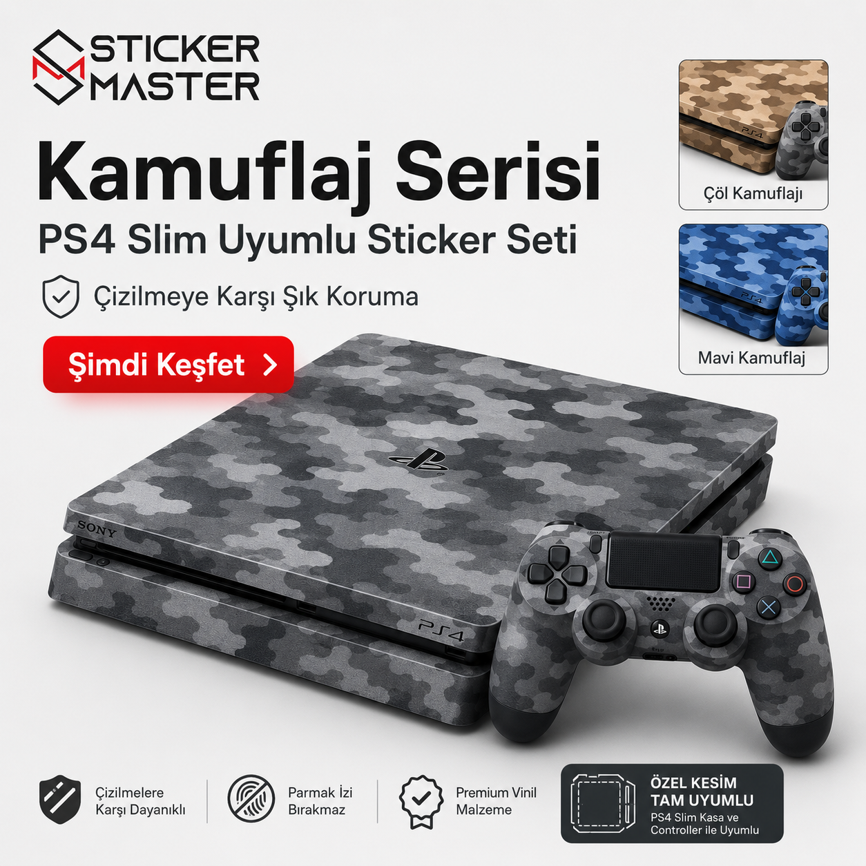 PS4 Slim Uyumlu Konsol Sticker Seti ads