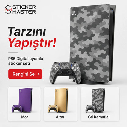 PS5 Digital Uyumlu Konsol Sticker Seti kamuflaj