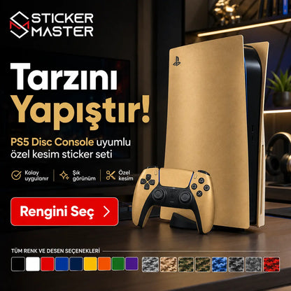 PS5 Disc Console Uyumlu Konsol Sticker Seti gold
