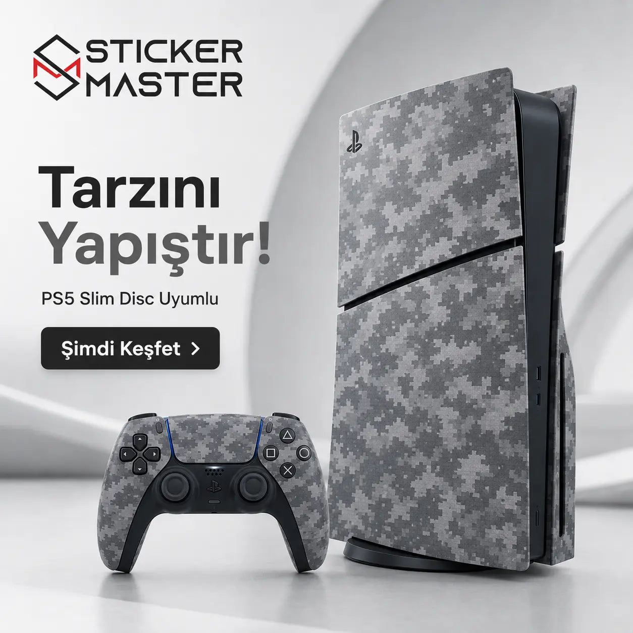 PS5 Slim Disc Uyumlu Konsol Sticker Seti ads