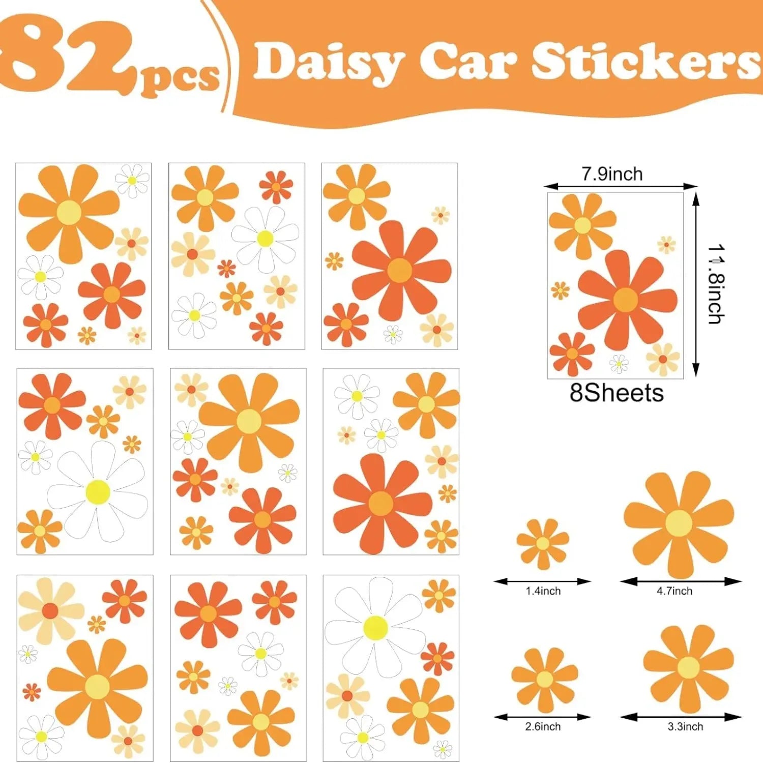 Papatya Sticker Seti 82 Adet Retro Çiçekler | Sticker Master - Sticker Master