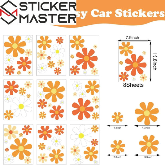 Papatya Sticker Seti 82 Adet Retro Çiçekler | Sticker Master - Sticker Master