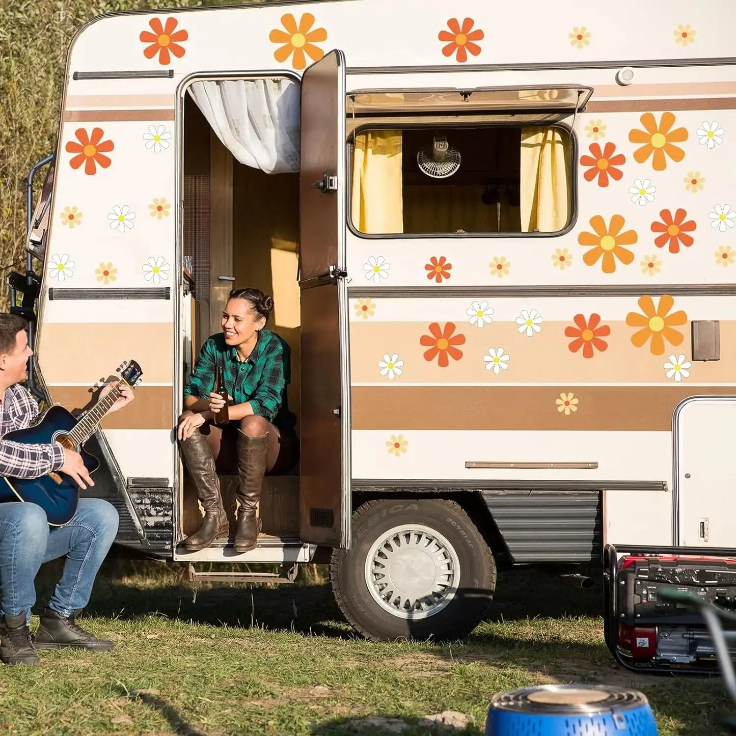 Papatya Sticker Seti 82 Adet Retro Çiçekler | Sticker Master - Sticker Master