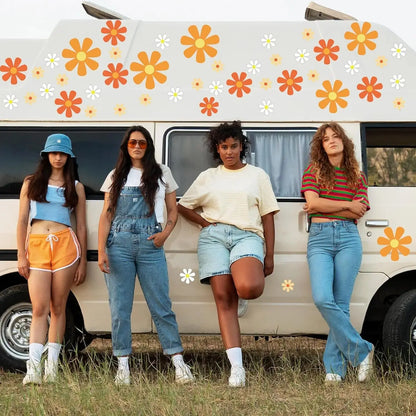 Papatya Sticker Seti 82 Adet Retro Çiçekler | Sticker Master - Sticker Master