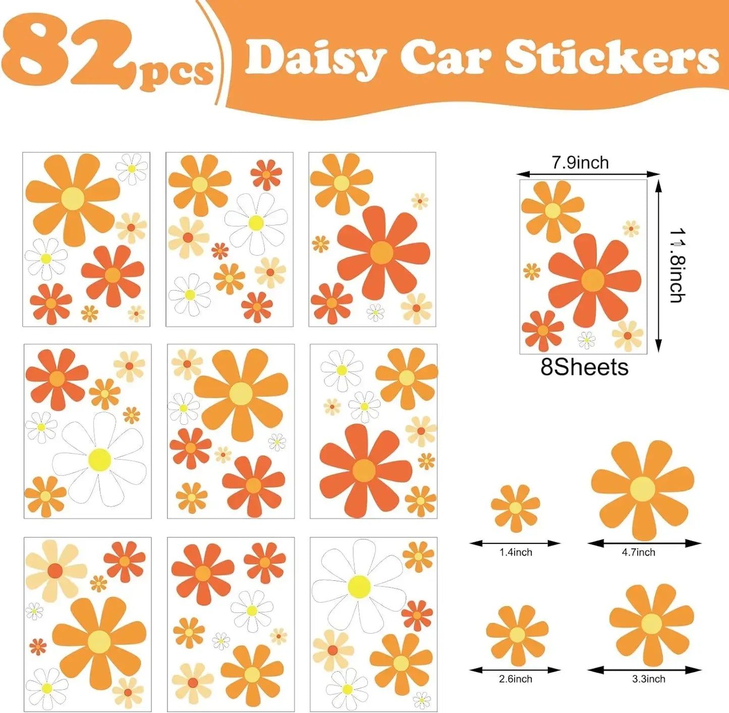 Papatya Sticker Seti 82 Adet Retro Çiçekler | Sticker Master - Sticker Master