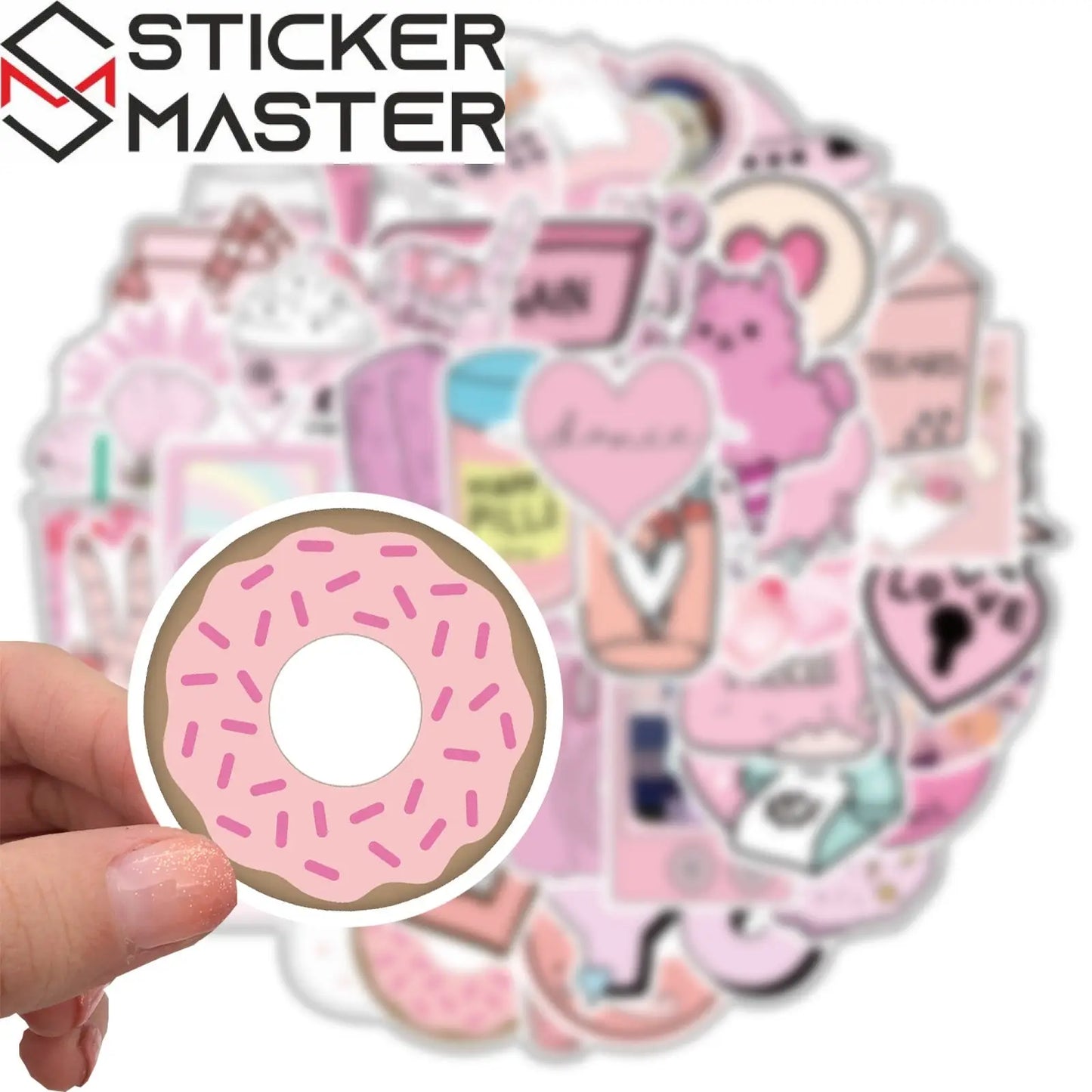 50 Adet Pembe Estetik Sticker Seti Su Geçirmez - Sticker Master - Sticker Master