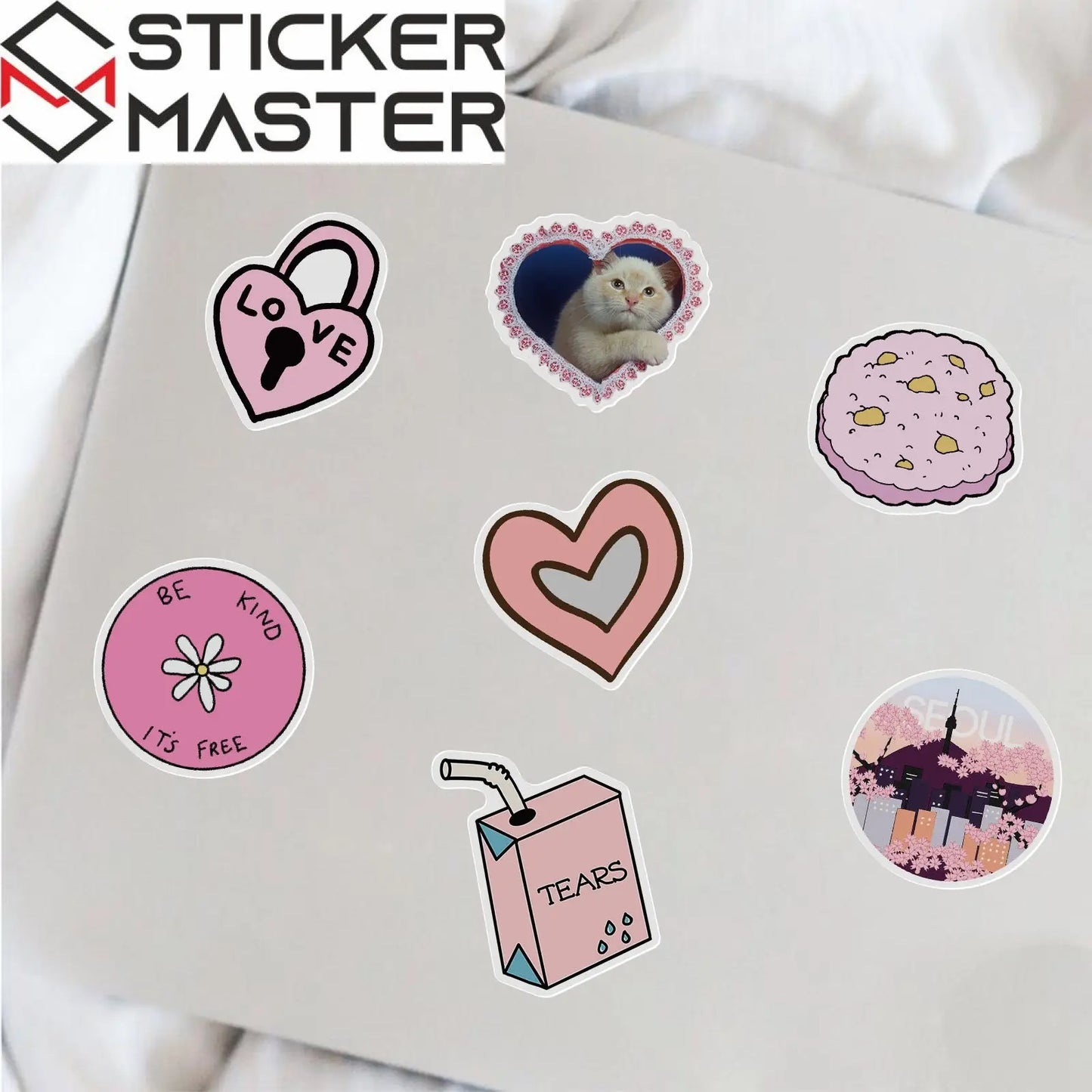 50 Adet Pembe Estetik Sticker Seti Su Geçirmez - Sticker Master - Sticker Master