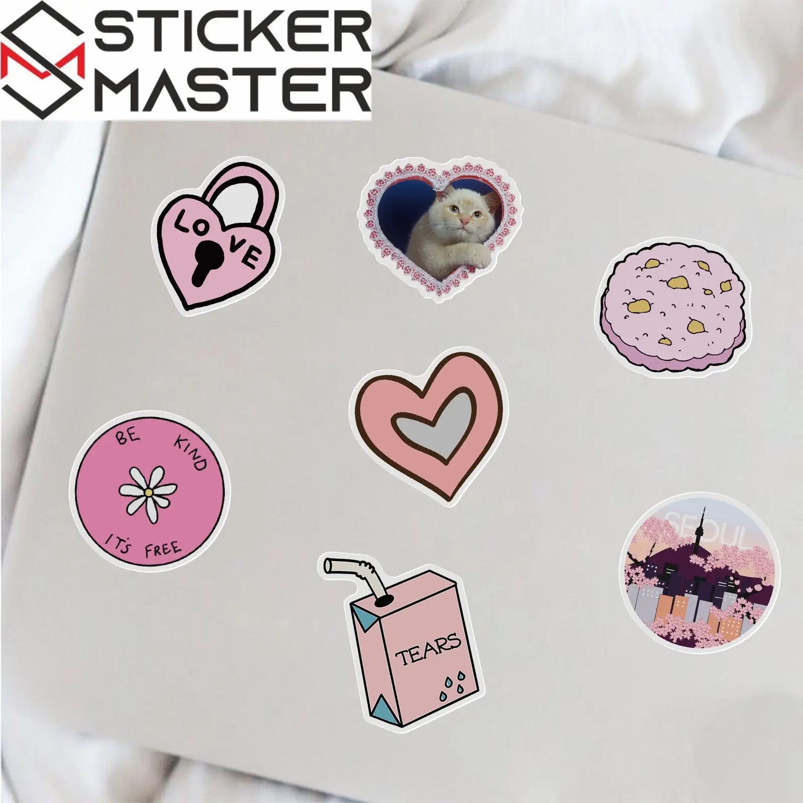 50 Adet Pembe Estetik Sticker Seti Su Geçirmez - Sticker Master - Sticker Master