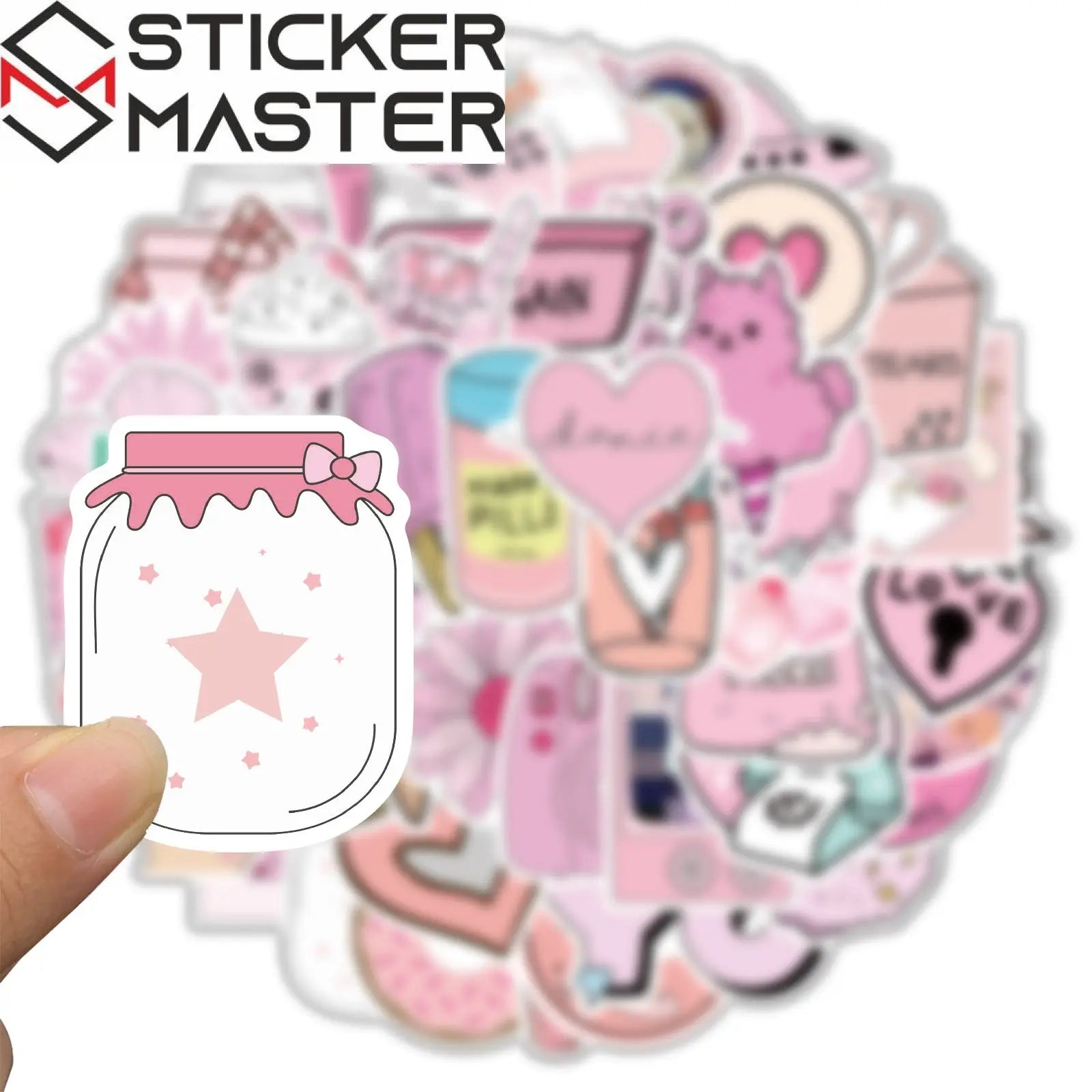 50 Adet Pembe Estetik Sticker Seti Su Geçirmez - Sticker Master - Sticker Master