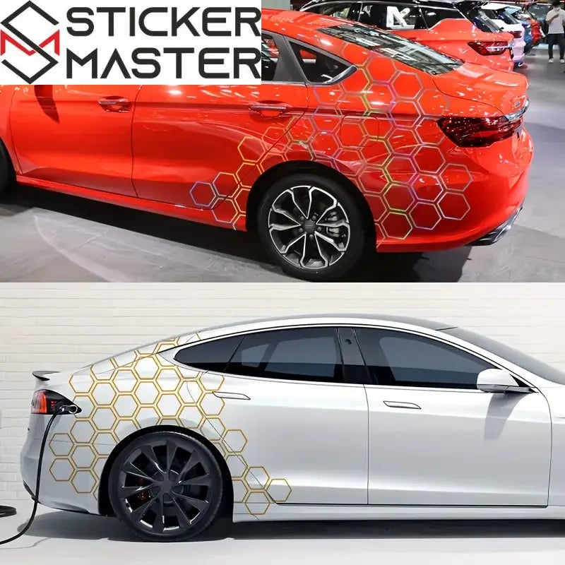 Petek Sticker Seti | Yarış Tarzı Altıgen Desenli Decal (48 Parça)