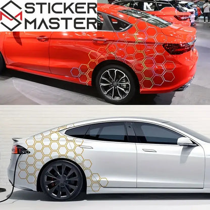 Petek Sticker Seti | Yarış Tarzı Altıgen Desenli Decal (48 Parça)