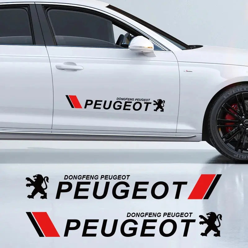 Peugeot Yan Kapı Sticker Seti (2 Adet) | Sportif Aslan Logosu Sticker Master