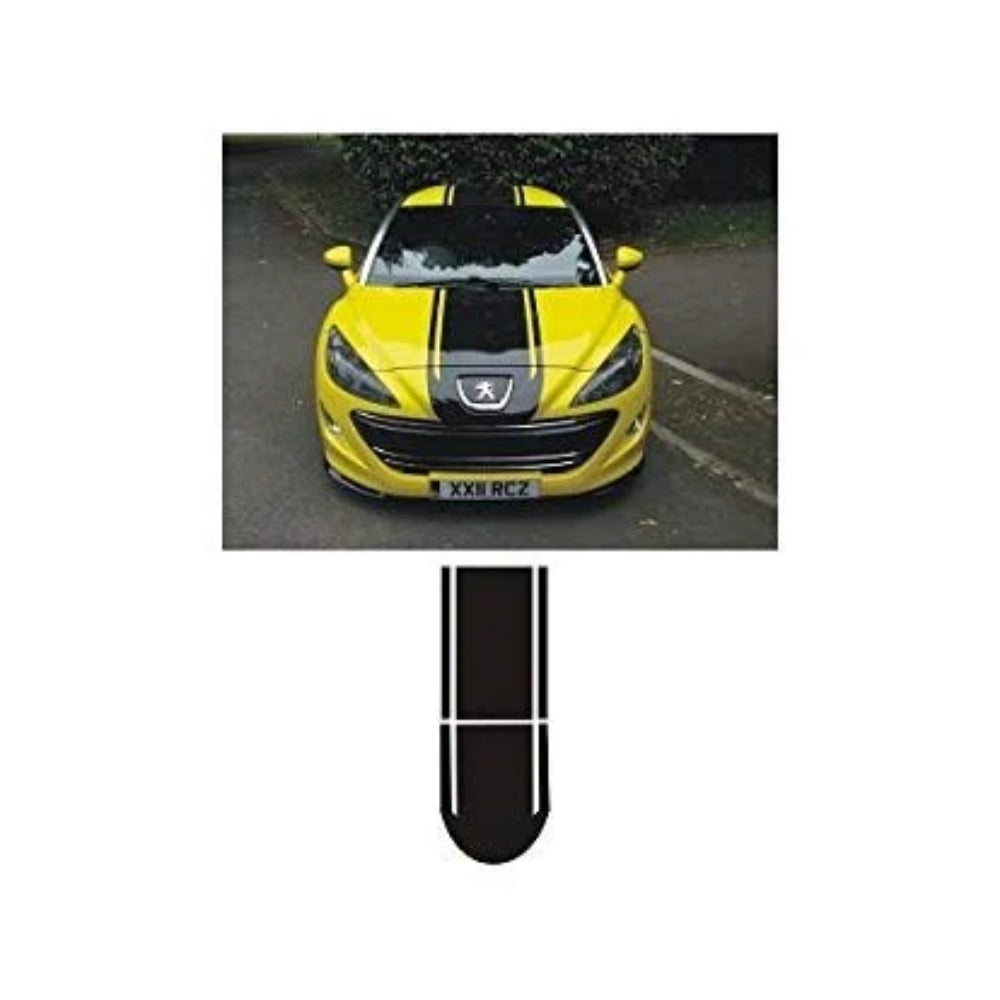 Sticker Master Peugeot RS Ön Kaput & Tavan Sticker – Siyah Çift Şerit Dekor (Tüm Gövde Boyu)