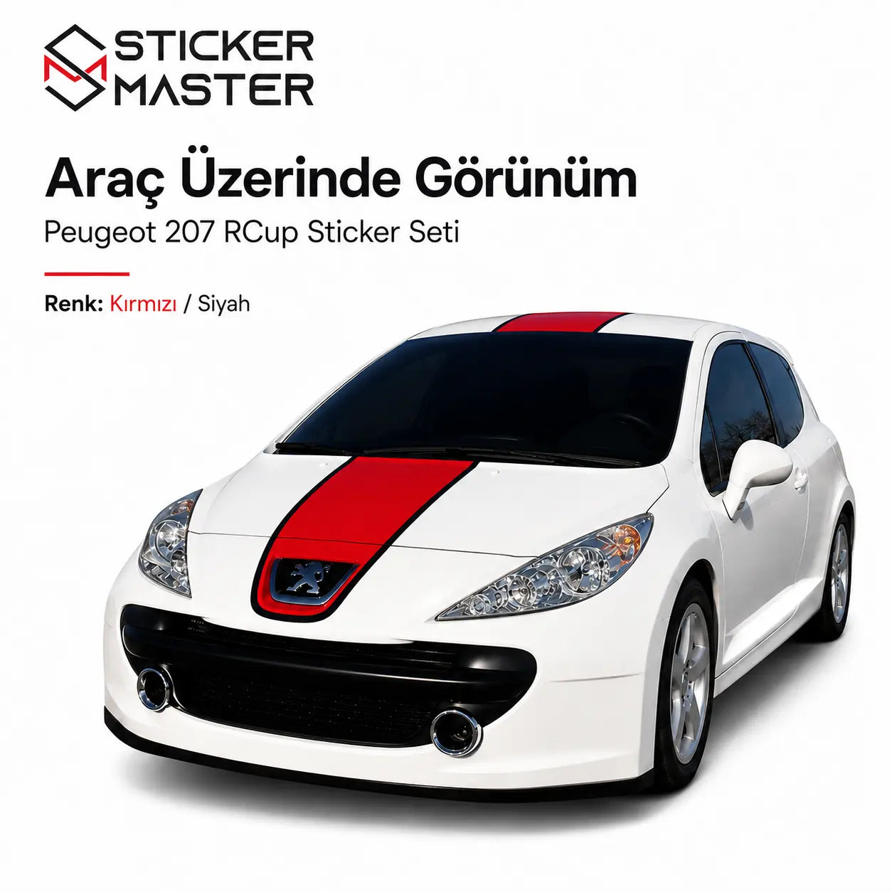 ChatGPTPeugeot 207 RCup Uyumlu Sticker Seti 3 Parca arac gorunum