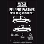 Sticker Master Peugeot Partner Basık Araç Sticker - 2 Adet 15 cm (Sağ & Sol)