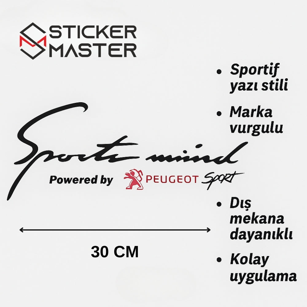 Sticker Master Peugeot Sport Mind Sticker – 30 Cm Sportif Araç Çıkartması