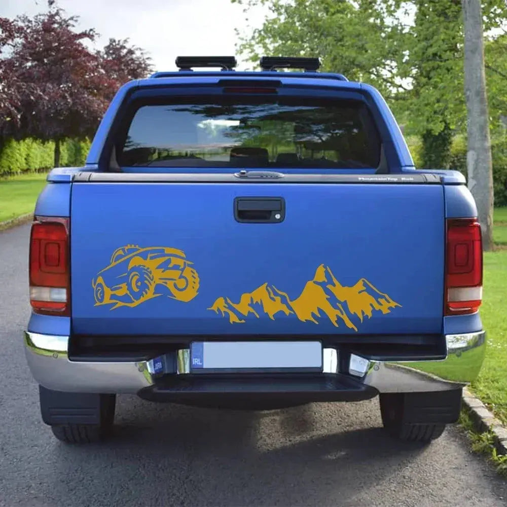 Pickup Arka Kapak Sticker Off-Road Dağ Manzarası | Sticker Master - Sticker Master