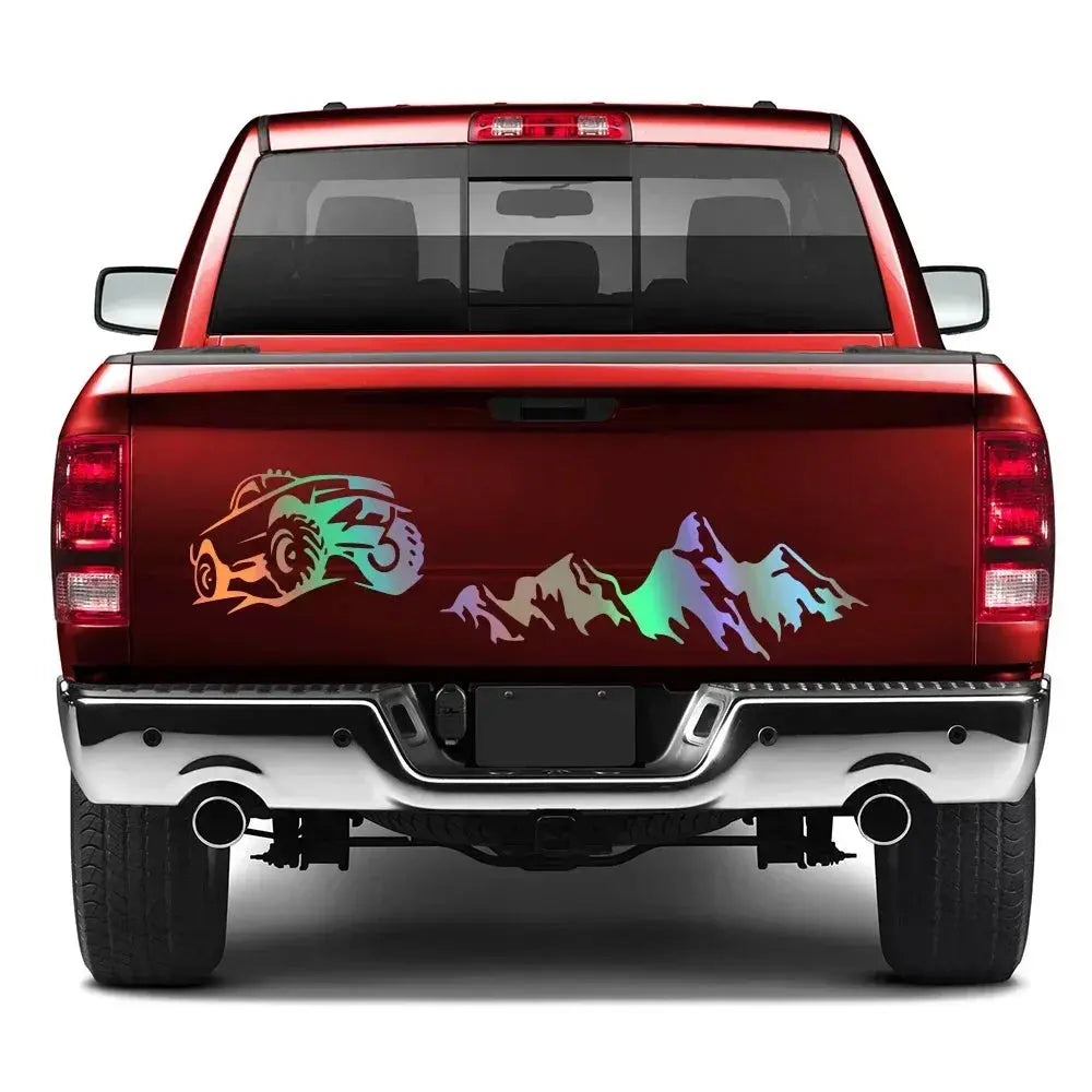 Pickup Arka Kapak Sticker Off-Road Dağ Manzarası | Sticker Master - Sticker Master
