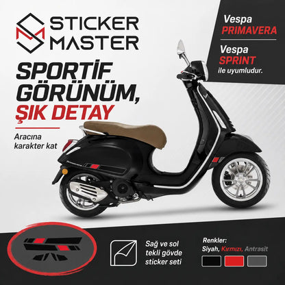 Primavera Vespa Sprint Uyumlu Yan Gövde Sticker detay
