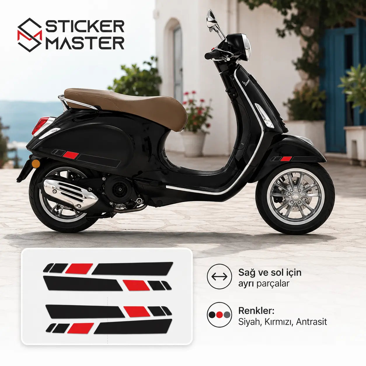 Primavera Vespa Sprint Uyumlu Yan Gövde Sticker detaylar