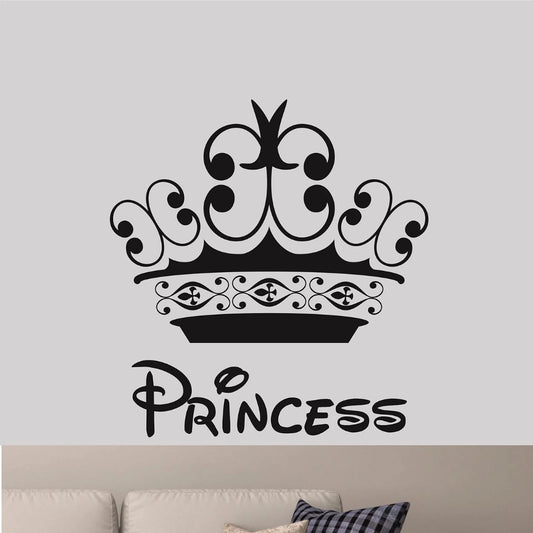 Sticker Master Princess Çocuk Odası Duvar Stickerı – Taç Tasarımlı Siyah Etiket (55x55 Cm)