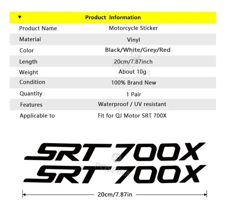 QJMotor SRT700X Sticker Seti Siyah Beyaz Kırmızı Gri Çıkartma | Sticker Master Sticker Master
