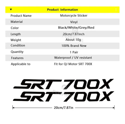 QJMotor SRT700X Sticker Seti Siyah Beyaz Kırmızı Gri Çıkartma | Sticker Master Sticker Master