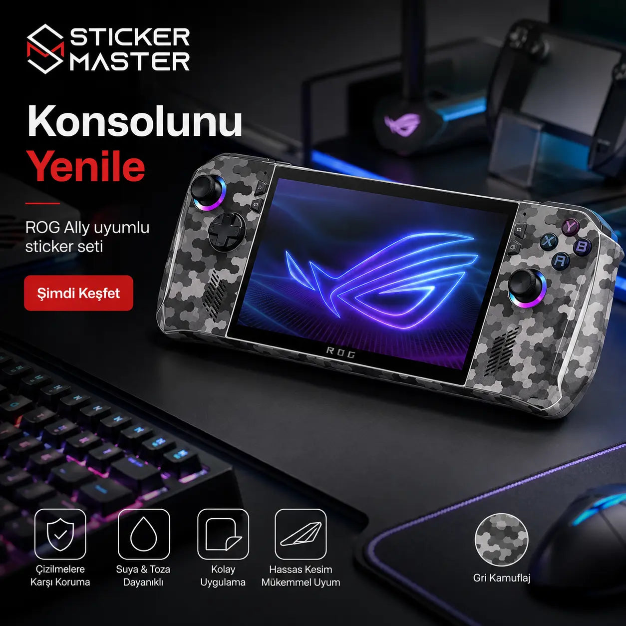 ROG Ally Ryzen Z1 Octa Handheld Uyumlu Skin Sticker Seti ads