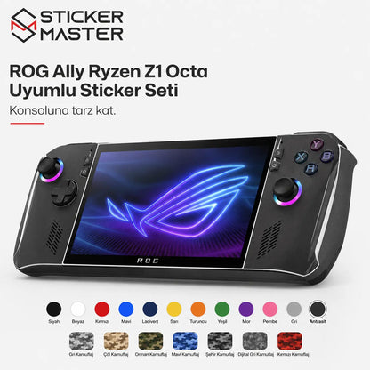 ROG Ally Ryzen Z1 Octa Handheld Uyumlu Skin Sticker Seti renkler