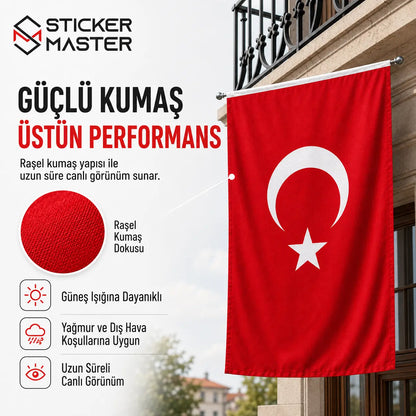 Raşel Türk Bayrağı – Dayanıklı Bez Bayrak - detaylar