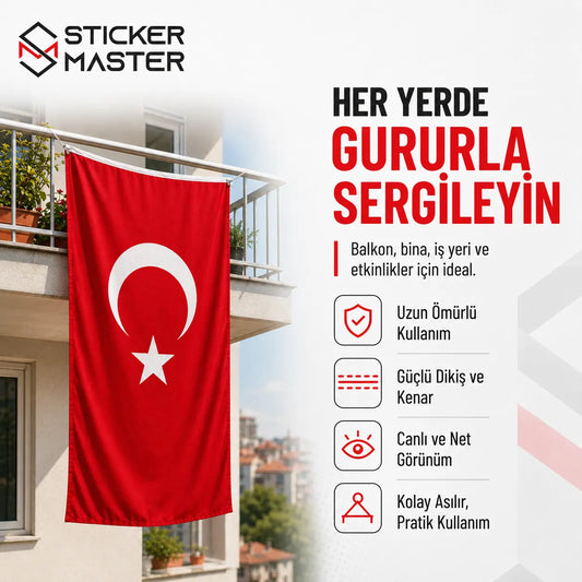 Raşel Türk Bayrağı – Dayanıklı Bez Bayrak - 4 Ölçü Seçeneği