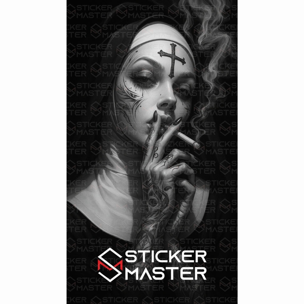 Sticker Master Rahibe Araç Kapı Direk Kaplama – 2 Adet 50 × 25 cm (19.7" × 9.8") | Dijital Baskı Vinil Folyo Sticker | Universal Otomobil Kapı Sütunu Wrap