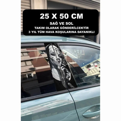 Sticker Master Rahibe Araç Kapı Direk Kaplama – 2 Adet 50 × 25 cm (19.7" × 9.8") | Dijital Baskı Vinil Folyo Sticker | Universal Otomobil Kapı Sütunu Wrap - Sticker Master