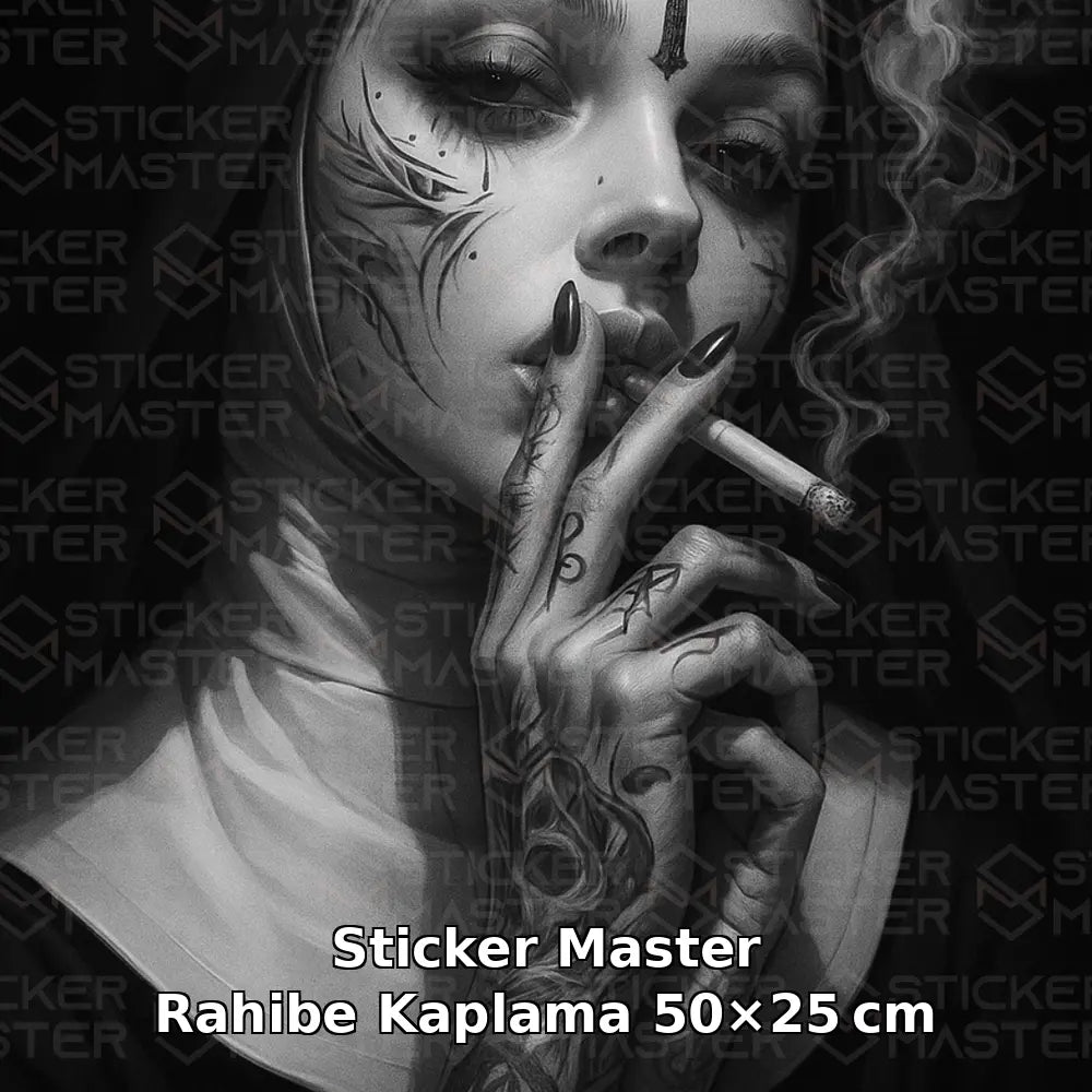 Sticker Master Rahibe Araç Kapı Direk Kaplama – 2 Adet 50 × 25 cm (19.7" × 9.8") | Dijital Baskı Vinil Folyo Sticker | Universal Otomobil Kapı Sütunu Wrap - Sticker Master