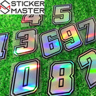 Rakam Sticker | Holografik Motosiklet ve Kask Lazer Sayı Decal (0-9)