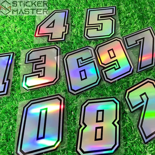 Rakam Sticker | Holografik Motosiklet ve Kask Lazer Sayı Decal (0-9) Sticker Master